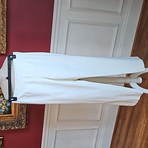 WORTH Trousers Waffle Side Zip Cotton Blend Off White Slim Leg Sz 10 Lined